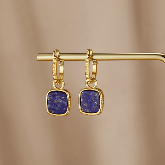 Pendientes de Aro Astoria con Piedra Azul