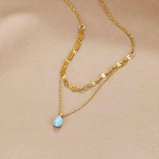 Collar en Capas de Gota de Ópalo Azul