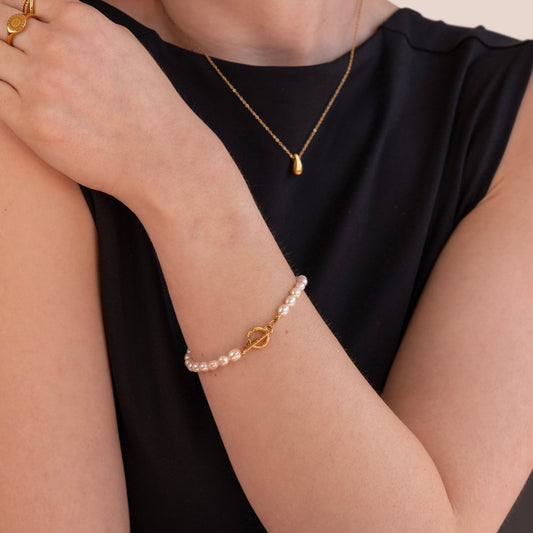 Pulsera de Eslabones con Perlas