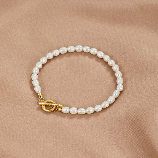Pulsera de Eslabones con Perlas