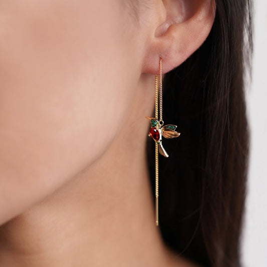Pendientes de Borla con Colibrí de Cristal