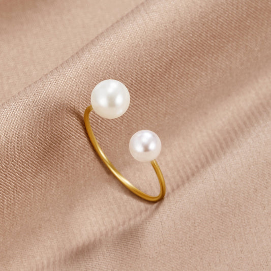 Anillo Envolvente de Doble Perla