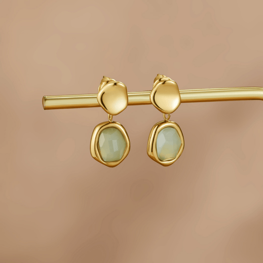 Pendientes Colgantes de Aquamarina y Oro