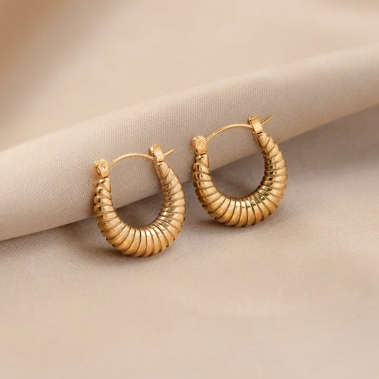 Pendientes de Aro Croissant Dorado