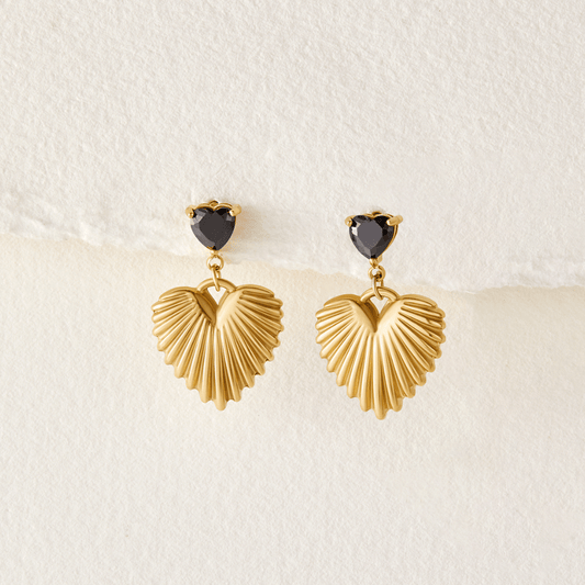 Pendientes Colgantes de Corazón de Oro