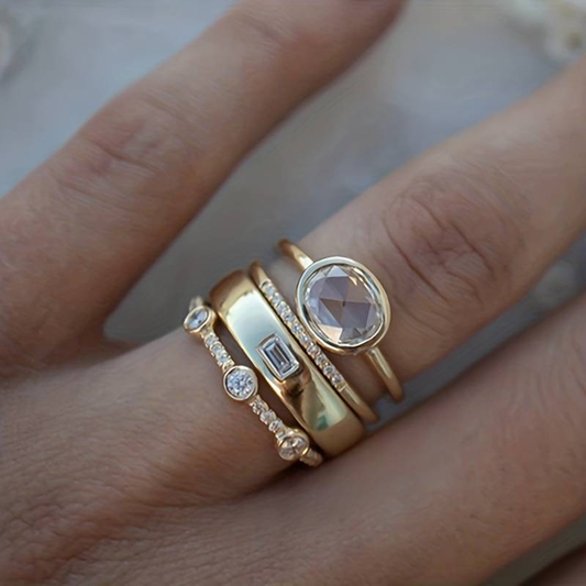 Set de Anillos Retro de Oro