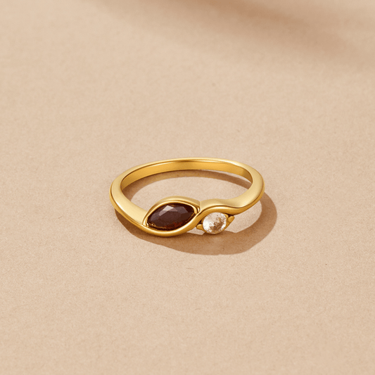 Anillo Infinito de Cristal y Granate Rojo