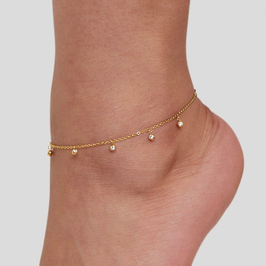 Tobillera con Gota de Cristal