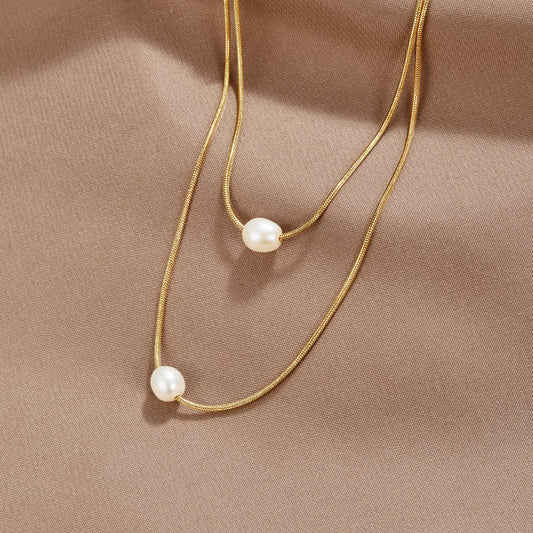 Collar de Perlas de Agua Dulce en Capas