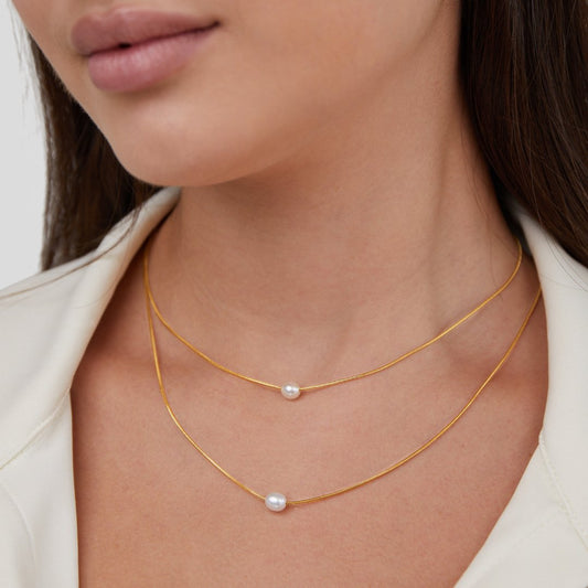 Collar de Perlas de Agua Dulce en Capas