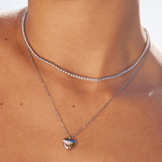 Collar de Cristal Plateado