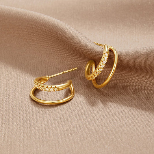 Pendientes de Doble Aro de Cristal