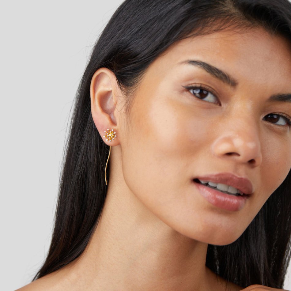 Pendientes Diente de León de Oro de 18K