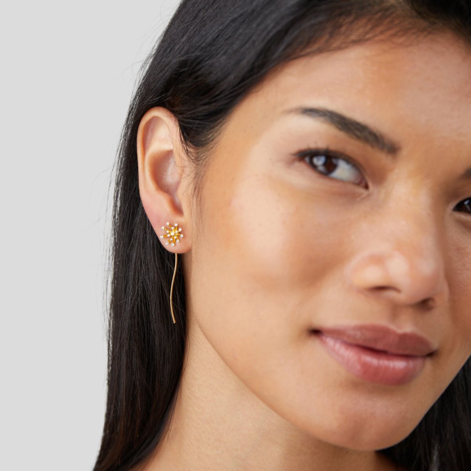Pendientes Diente de León de Oro de 18K
