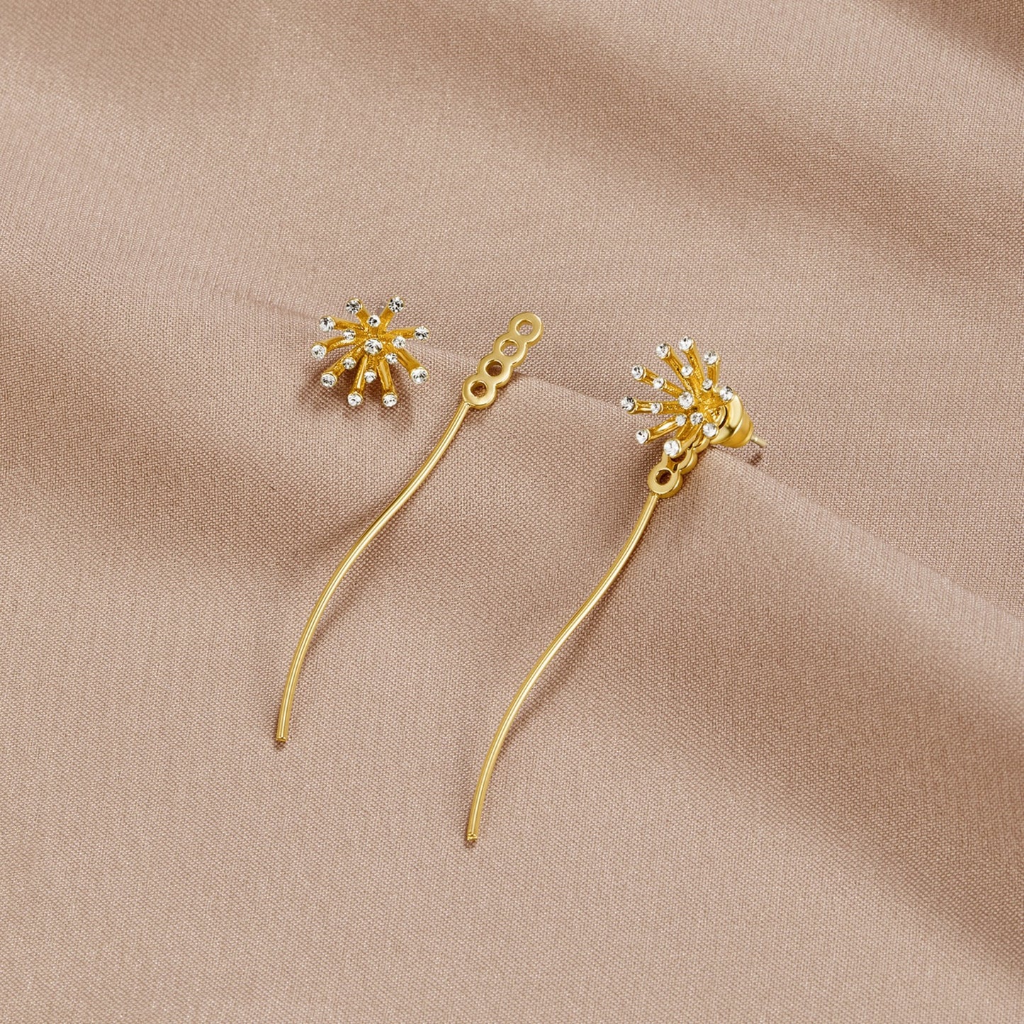 Pendientes Diente de León de Oro de 18K