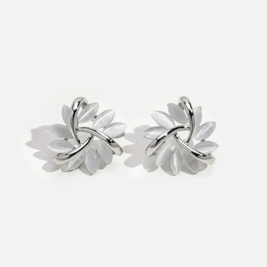 Aretes Aro con Pétalos de Ópalo Dorado