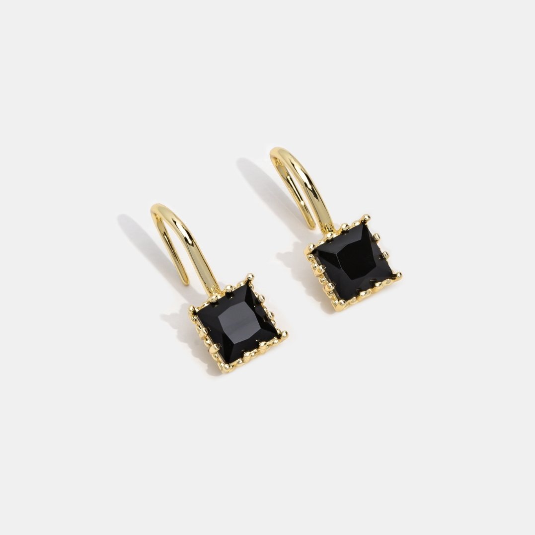 Pendientes Colgantes de Cristal Negro