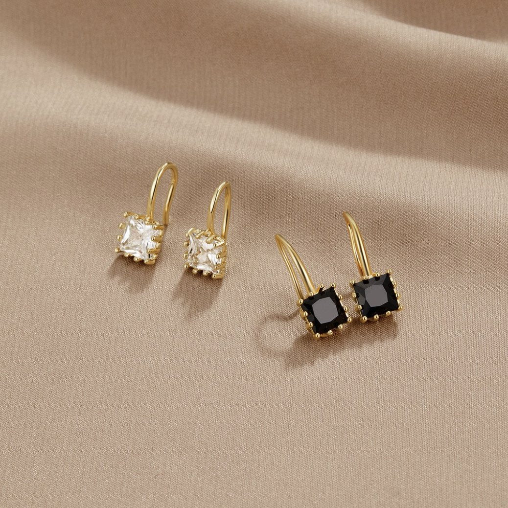 Pendientes Colgantes de Cristal Negro