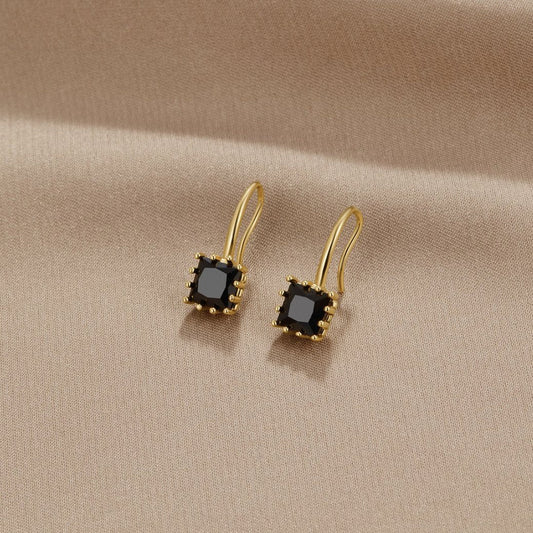 Pendientes Colgantes de Cristal Negro