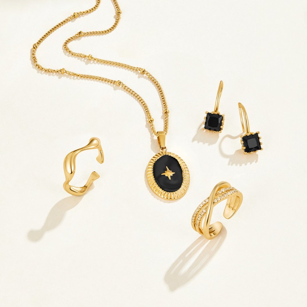 Pendientes Colgantes de Cristal Negro