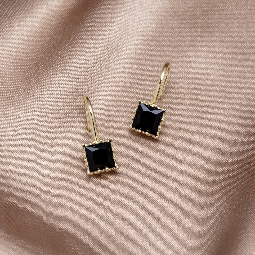 Pendientes Colgantes de Cristal Negro