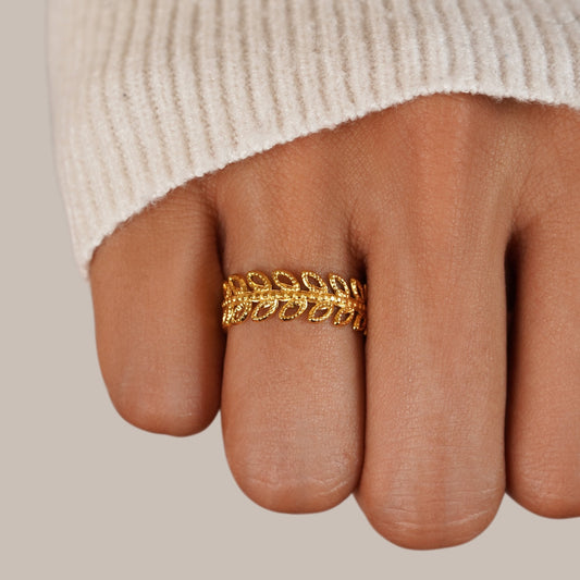 Anillo de Hoja Flor de Verano