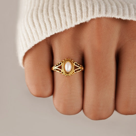 Anillo Vintage de Perla Real