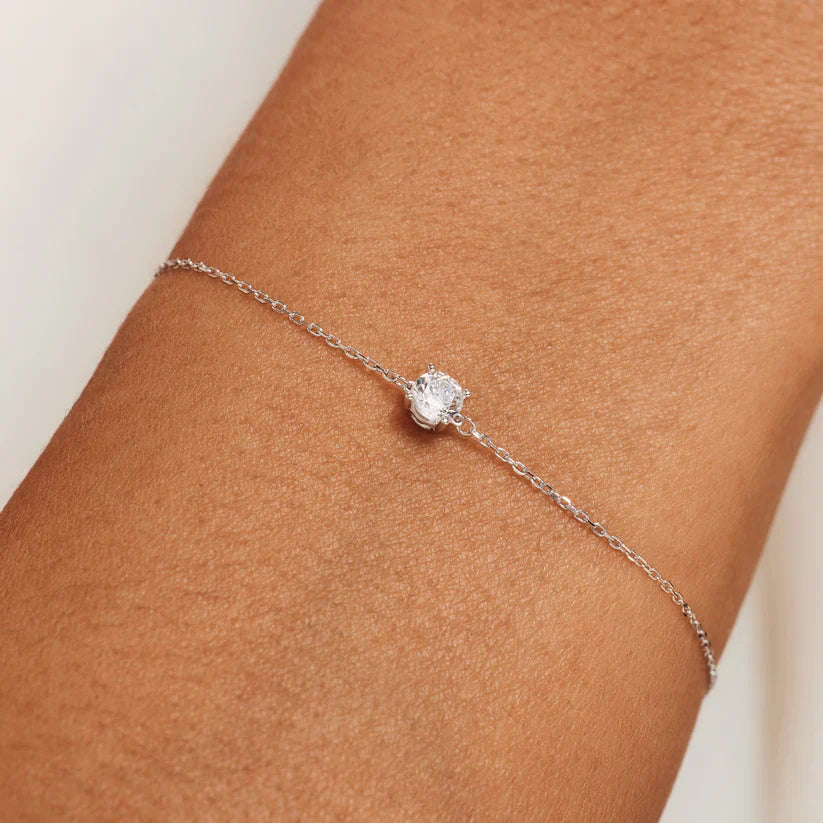 Pulsera Cléa con Piedra | Oro Blanco